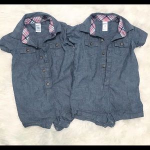 Carter’s size 12 denim onesie matching twin outfit